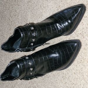 Black booties with lots of bling